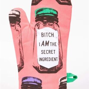 Blue Q Pink Oven Mitt with Fun Design